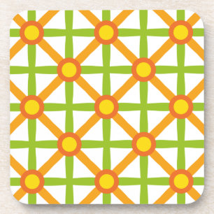 Posavasos Patrón naranja verde y amarillo de inspiración ret