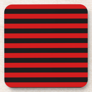 Posavasos Patrón negrita de rayas negras y rojas