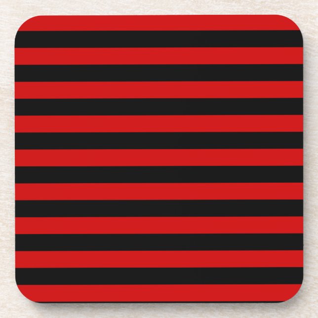 Posavasos Patrón negrita de rayas negras y rojas (Frente)