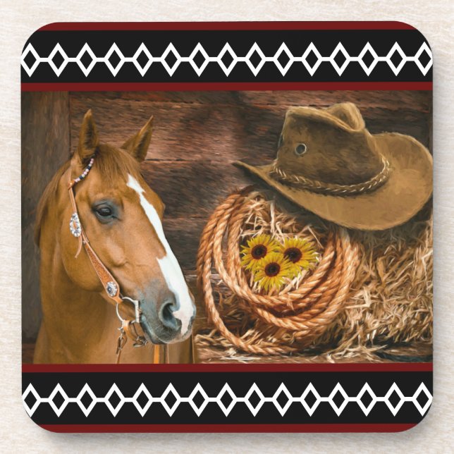 Posavasos Patrón occidental de Lasso Gorra Vaquero de Caball (Frente)