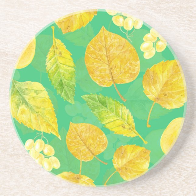 Posavasos Patrón otoñal acuarela (Frente)