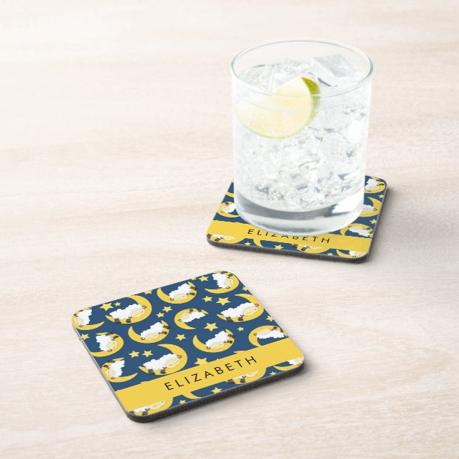 Posavasos Patrón ovino, oveja durmiente, luna, tu nombre (Lado Derecho)
