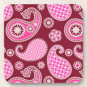Posavasos Patrón paisley, borgoña, rosa y blanco