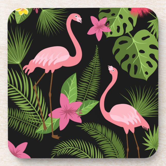 Posavasos Patrón Pavo Real Rosa con Flor   (Frente)