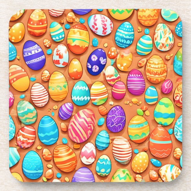 Posavasos Patrón Personalizado de Huevos de Pascua (Frente)