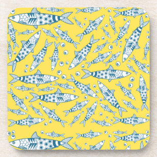 Posavasos Patrón portugués de sardinas de Lisboa Azulejos am