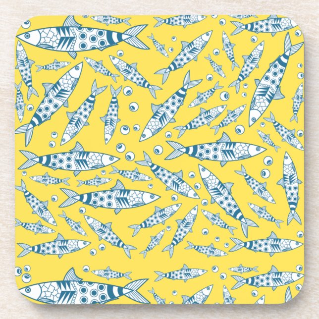 Posavasos Patrón portugués de sardinas de Lisboa Azulejos am (Frente)