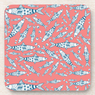Posavasos Patrón portugués de sardinas de Lisboa Azulejos ro