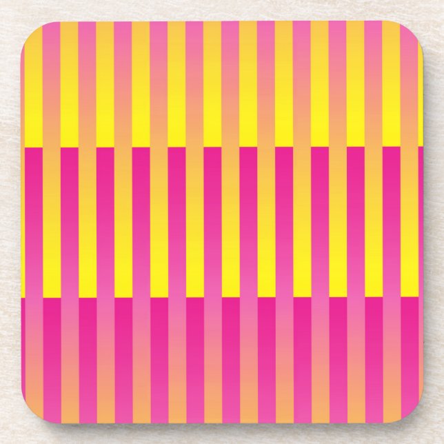 Posavasos Patrón rayado de Naranja amarillo rosado (Frente)