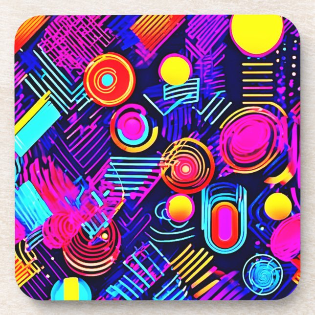 Posavasos Patrón resumen de Neon Vivid (Frente)