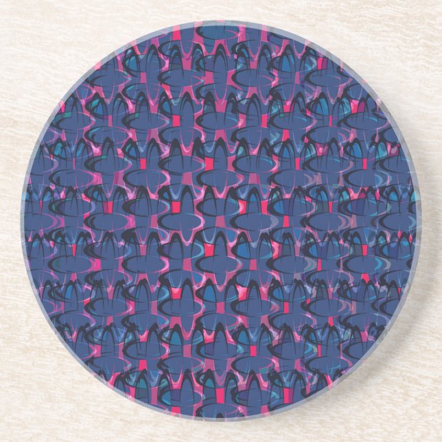 Posavasos Patrón retro azul y rosa (Frente)