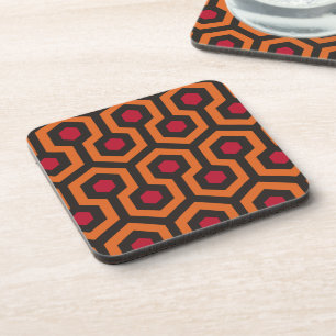 Posavasos Patrón retro moderno Naranja rojo marrón hexagonal
