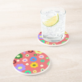 Posavasos Patrón retro Y2K de las flores de primavera