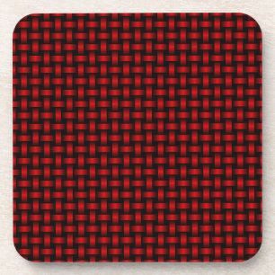 Posavasos Patrón rojo de tejido negro