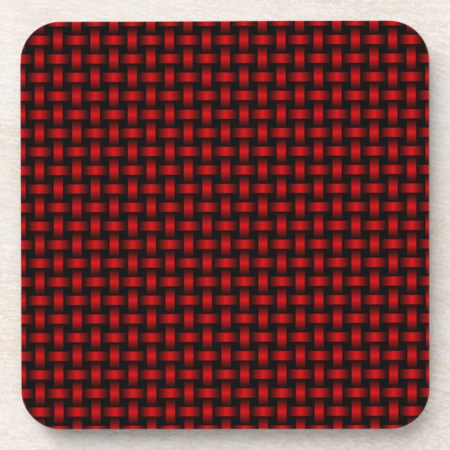 Posavasos Patrón rojo de tejido negro (Frente)