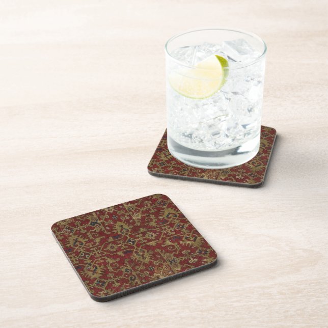 Posavasos Patrón rojo persa Rústico Antiguo (Lado Derecho)