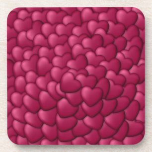 Posavasos Patrón Romántico de Corazones Rojos 3D-32322