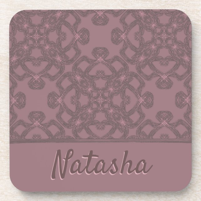 Posavasos Patrón Rosa de polvo personalizado (Frente)