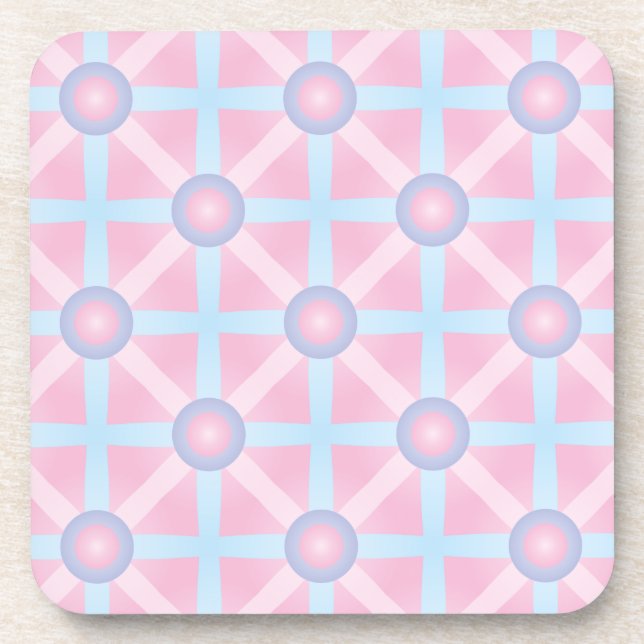 Posavasos Patrón rosa, púrpura y azul claro (Frente)