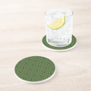 Posavasos Patrón Sayagata, japonés, verde y oro