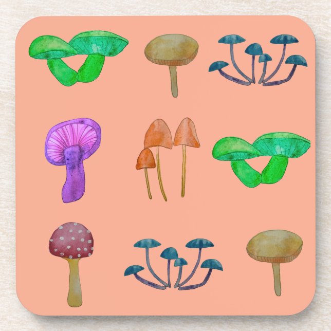 Posavasos Patrón simple de hongos (Frente)