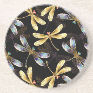 Posavasos Patrón sin foco con Dragonflies dorados