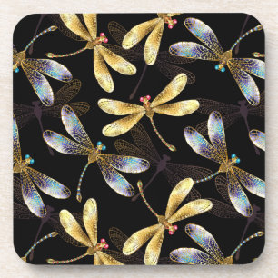 Posavasos Patrón sin foco con Dragonflies dorados