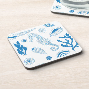 Posavasos Patrón sin mar con conchas marinas