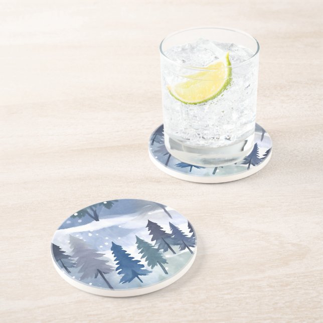 Posavasos Patrón sin problemas del bosque acuático (Lado)