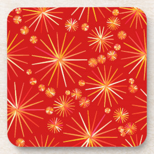 Posavasos Patrón sputnik de mediados de siglo, rojo profundo