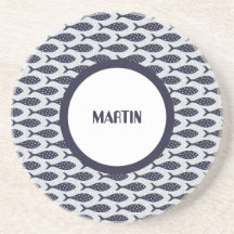 Patrón texturizado de peces azul blanco