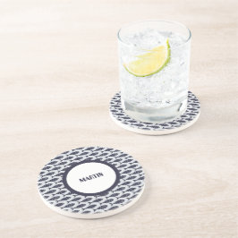 Posavasos Patrón Texturizado de Verano Azul Blanco
