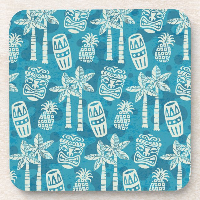 Posavasos Patrón Tiki Moderno de Mitad de Siglo Retro (Frente)