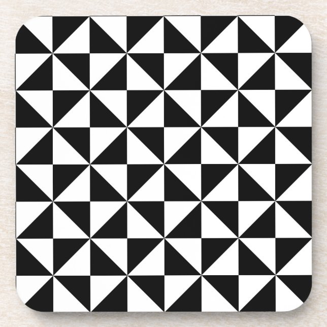 Posavasos Patrón triángulo blanco y negro (Frente)