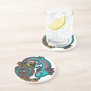 Posavasos Patrón tribal azteca axolotl xolotl mitología boho