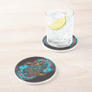 Posavasos Patrón tribal azteca axolotl xolotl mitología boho
