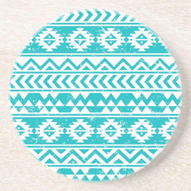 Posavasos Patrón tribal azteca Verde azulado (Frente)