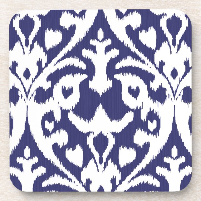 Posavasos Patrón tribal de ikat azul y blanco de Guay (Frente)