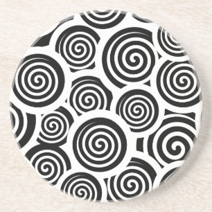Posavasos Patrón vectorial de espirales en blanco y negro