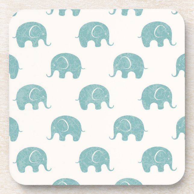 Posavasos Patrón Verde azulado de elefante corto (Frente)