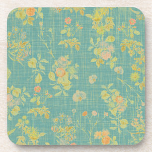 Posavasos Patrón Verde azulado floral de primavera con alter