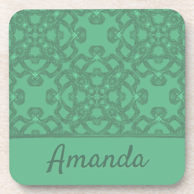 Posavasos Patrón verde de menta personalizado (Frente)