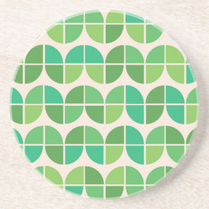 Posavasos Patrón verde geométrico moderno de mediados de sig