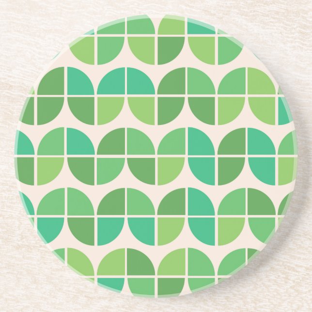 Posavasos Patrón verde geométrico moderno de mediados de sig (Frente)