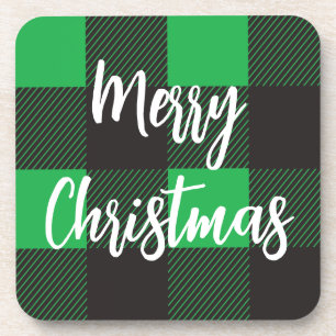 Posavasos Patrón verde plastificado Feliz Navidad
