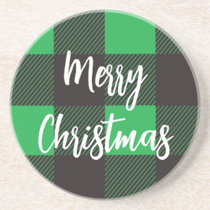 Posavasos Patrón verde plastificado Feliz Navidad