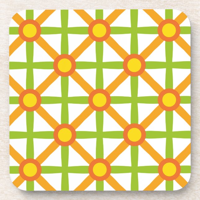 Posavasos Patrón verde y amarillo inspirado en el Naranja re (Frente)
