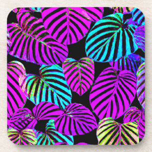 Posavasos Patrón vibrante Neon Leaf Harmony