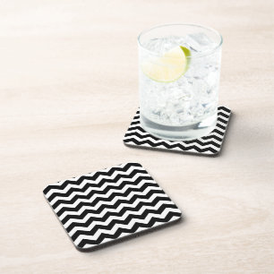 Posavasos Patrón Zigzag Chevron Blanco y negro