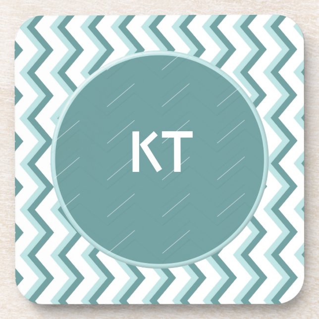 Posavasos Patrón ZigZag Chevron en verde menta (Frente)